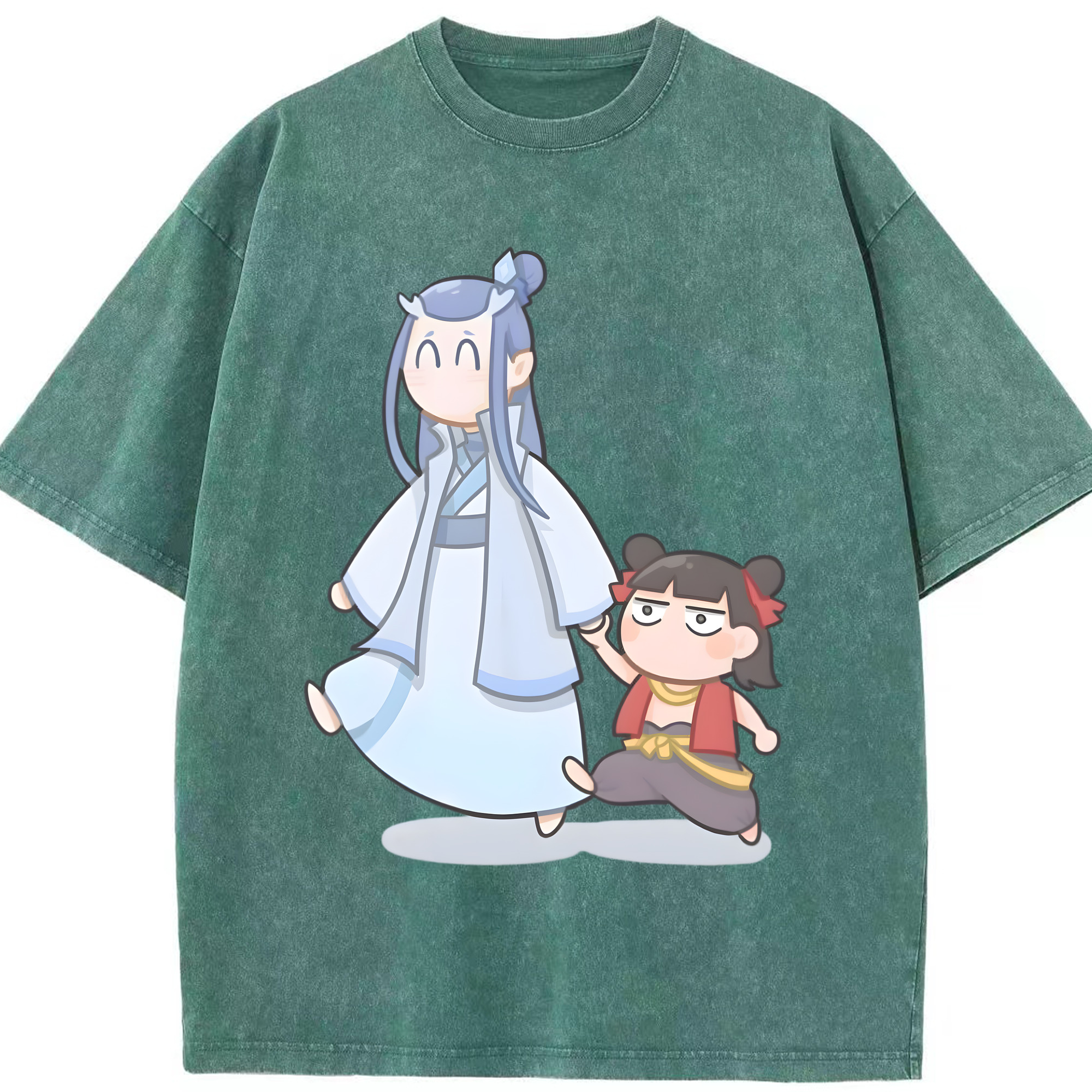 （画像用） Ne Zha 2 ナタ 魔童の大暴れ 綿100% ヴィンテージ風 半袖Tシャツ（フロントプリント）